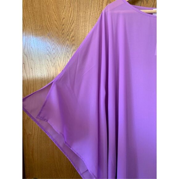 RENEE C. Semi Sheer Asymmetric Midi‎ Caftan Dress in Lavender Size S - Picture 5 of 12